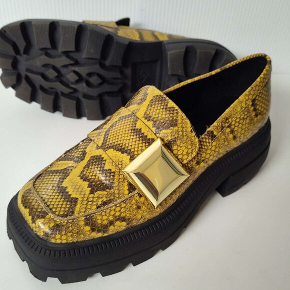 Katy Perry yellow and gray snakeskin chunky platform loafers size 8.5 - Picture 2 of 12